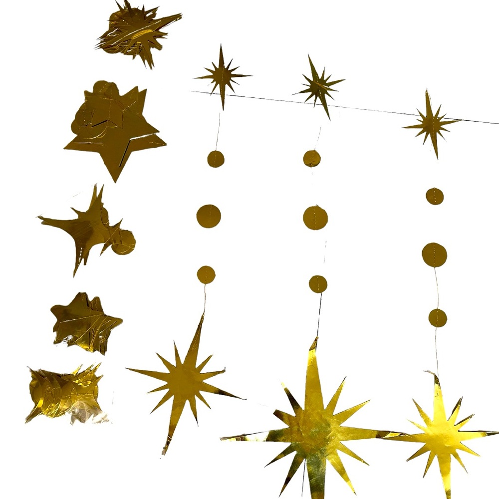 Golden hanging paper decorations for wedding, birthday party